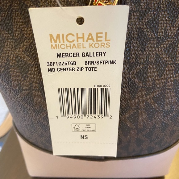 Michael Kors Mercer Gallery Small Signature Logo Satchel - brown/soft pink - Picture 9 of 11